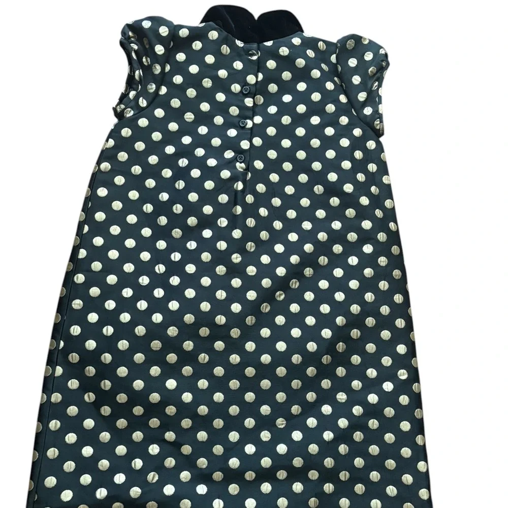 Gymboree Girls Black Gold Polka Dot Holiday Dress Velvet Collar Size 12